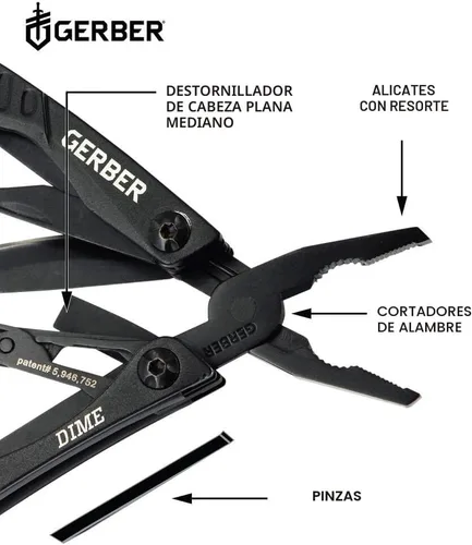 Miniatura 4 de Gerber Gear Dime 12-en-1 Mini EDC Multiherramienta - Pinzas de punta, cuchillo de bolsillo, llavero, abridor de botellas - Regalos para hombres