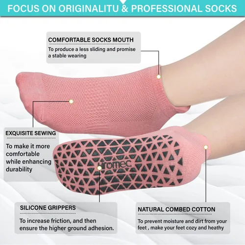 Miniatura 4 de Calcetines de yoga antideslizantes con agarres para pilates ballet barras descalzo calcetines antideslizantes de hospital para mujeres y hombres