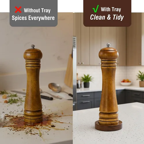Miniatura 2 de Molinillo de sal y pimienta de madera, molinillo de sal y pimienta, cocteleras de madera de roble con molinillos de cerámica ajustables