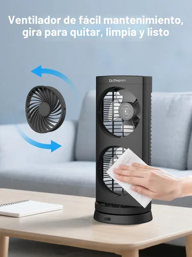Miniatura 8 de DR.PREPARE Ventilador de escritorio USB Ventilador de torre de enfriamiento con control remoto, ventilador oscilante portátil de motor DC, 3