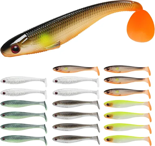 TRUSCEND Shadtale Easy Catch Soft Fishing Lures, Unique Vibration and Action for Various Rigs, Paddle Tail Swimbaits Trailer for Bass, Trout,
