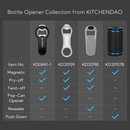 Miniatura 7 de KITCHENDAO Abrebotellas de cerveza magnético 2 en 1 para refrigerador y RV con receptor de tapas, abrelatas de soda, se adhiere al refrigerador