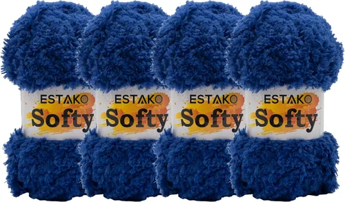 Miniatura 29 de Estako Softy 100% Poliéster Esponjoso Suave Grueso Peso #5 Hilado para Crochet y Tejido 3.52 oz (100 gr) 98 Yds (90 m) (9110 - Blanco)