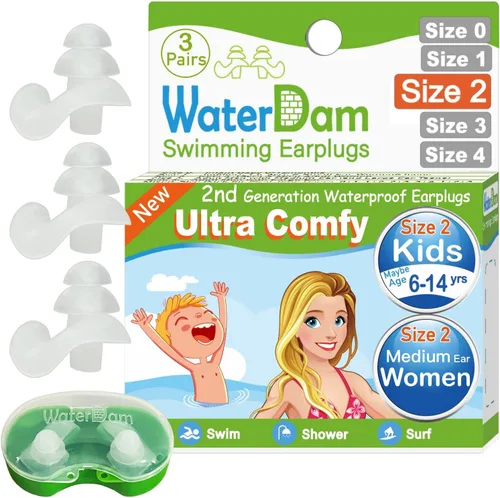 Miniatura 23 de WaterDam A-Series - Tapones de natación para los oídos, ultra cómodos, grandes, impermeables