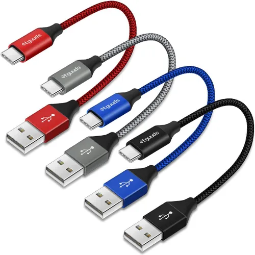 etguuds - Cable corto USB tipo C de 4.2 A, carga rápida, cable USB A a USB C, cable trenzado de nailon para Samsung Galaxy S23 S22 S21 S20 S10 S9 S8