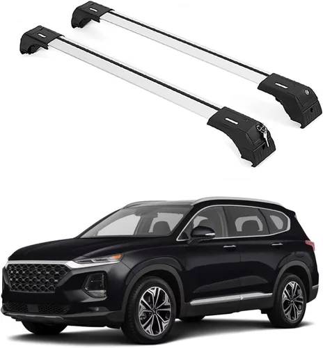 Miniatura 11 de ERKUL Barras Transversales de Techo para Hyundai Santa Fe 2013-2018 Barras Transversales de Aluminio con Cerradura Antirrobo para Techo Negro