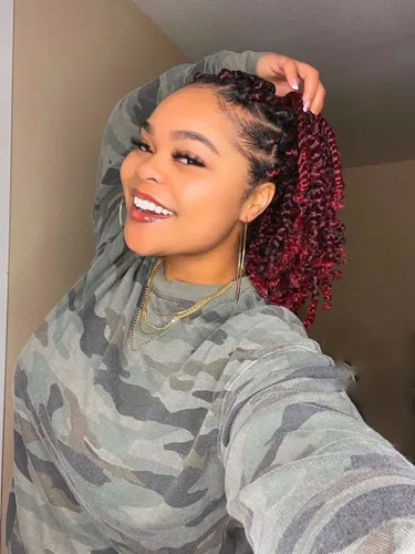 Miniatura 15 de ZRQ Paquete de 8 paquetes de cabello corto pretrenzado Bob Passion Twist con extremos rizados, 10 pulgadas, cabello negro preenrollado, 12