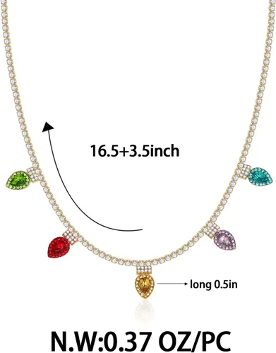 Miniatura 5 de Christmas Necklace For Women Chrismas Light Bulb Choker Christmas Tree Pendant Necklace