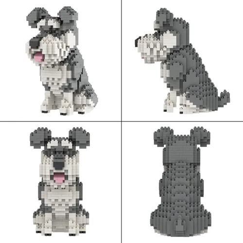 Miniatura 4 de Larcele Mini bloques de construcción conjunto de animales, ladrillos de juguete de construcción micro 3D DIY, 934 piezas KLJM-05 (Schnauzer)