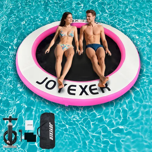 Round Floating Ring, 8FT Inflatable Water Hammock Lake Floats for Adults, Inflatable Floating Dock Platform for Lake, Beach, Ocean