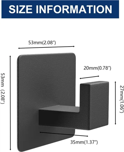 Miniatura 5 de VAEHOLD Ganchos adhesivos para toallas, ganchos de pared de servicio pesado de aluminio negros para colgar abrigo, sombrero, toallas, batas, ropa