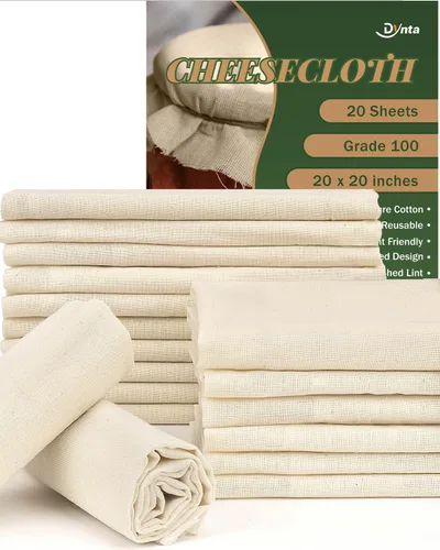 Miniatura 10 de Estopilla para colar grado 100, 12 piezas de estopilla reutilizable con dobladillo de 20 x 20 pulgadas, 100% algodón sin blanquear para colar