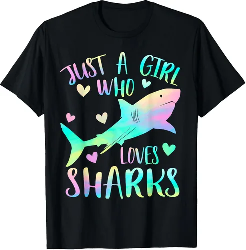Camiseta con temática de Just a Girl Who Loves Sharks Cute Shark Lover, Negro -