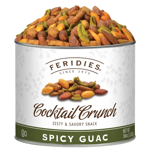 FERIDIES Mezcla de aperitivo Gourmet Cocktail Crunch picante con sabor a guacamole para adultos con sabores picantes de Buffalo y guacamole, maníes