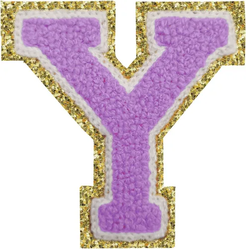 Miniatura 132 de Parches de letras termo-adhesivas de felpilla para chaquetas, parches de letras universitarias con brillantina para planchar en la letra azul A