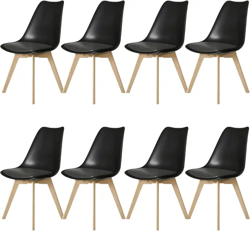 Miniatura 11 de SHGJ&SOFT Juego de 4 sillas de comedor modernas, sillas de cocina de piel sintética con respaldo alto, silla de tulipán con patas de madera maciza