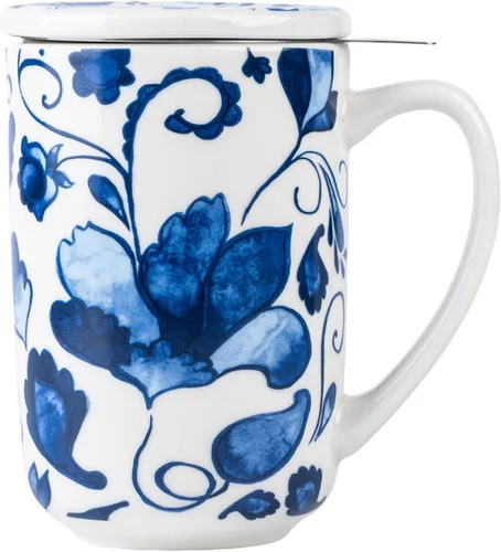 Miniatura 17 de GBHOME Taza de té con infusor y tapa, taza grande de cerámica de hoja suelta de 18 onzas, apta para microondas, apta para lavavajillas, perfecta