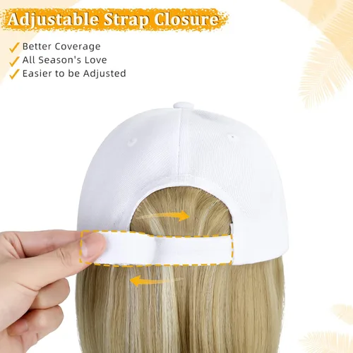 Miniatura 4 de Gorra de béisbol con extensiones de cabello, peluca ajustable, gorra corta y recta de 14 pulgadas, peluca sintética para mujer, rubio ceniza mezcla