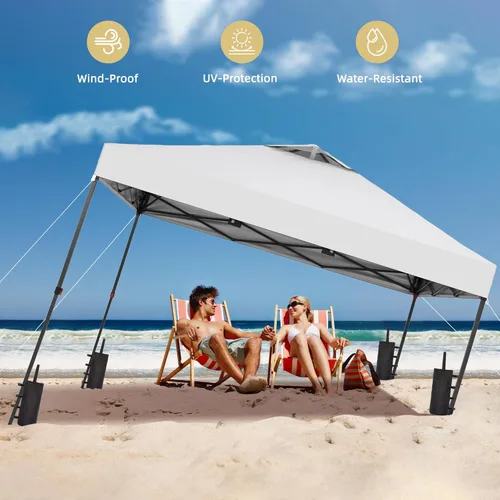 Miniatura 5 de GDY 10x10FT Pop-Up Canopy Tent — with 4-Side Walls & Vented Top, Portable Outdoor Event Tent for Garden, Poolside, Parks, Parties,Camping, White.