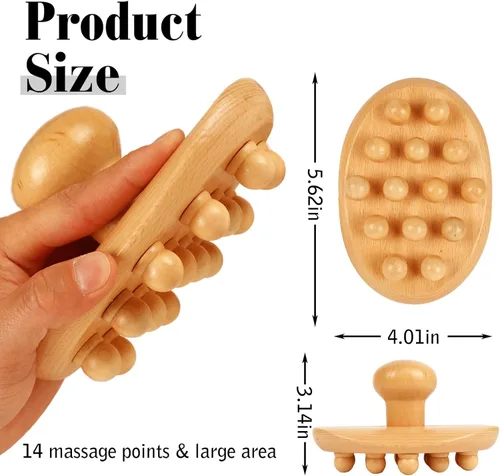 Miniatura 4 de Herramientas de masaje de terapia de madera, rodillo masajeador de celulitis, cepillo de cuerpo de madera, removedor de celulitis, cepillo
