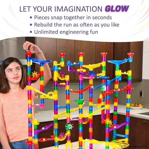 Miniatura 4 de Marble Genius Glow Marble Run Super Set - 200 piezas completas + aplicación de instrucciones gratuita y manual de instrucciones a todo