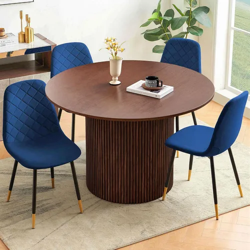 Miniatura 19 de Juego de 2 sillas de comedor de terciopelo azul marino, sillas tapizadas de cocina y comedor con patas de metal, sillas decorativas modernas