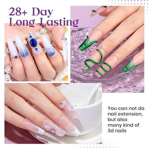 Miniatura 6 de MIZHSE Gel de Construcción Sólido para Uñas, 60g Gel 3D Blanco para Escultura de Uñas, No Pegajoso, Talla Dura, Extensión, Removible en UV LED