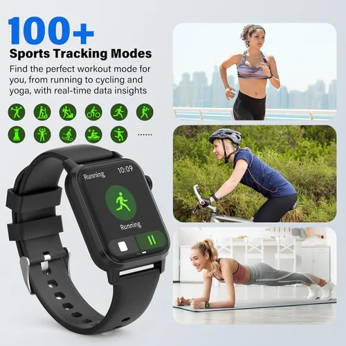 Miniatura 5 de Reloj inteligente, pantalla HD de 1.85 pulgadas, esfera dinámica 3D, actualización de 60 Hz, llamadas Bluetooth, linterna LED, más de 100 modos