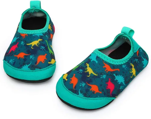 Zapatos de agua o natación estilo calcetín para niños, unisex, antideslizantes, para la playa o piscina, color aguamarina