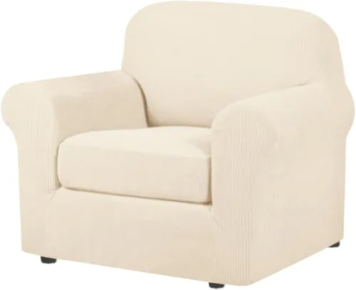 Miniatura 100 de H.VERSAILTEX - 3 fundas de sofá elásticas para 2 cojines de sofá. Fundas para muebles de sala de estar (funda base más 2 fundas de cojín de asiento)