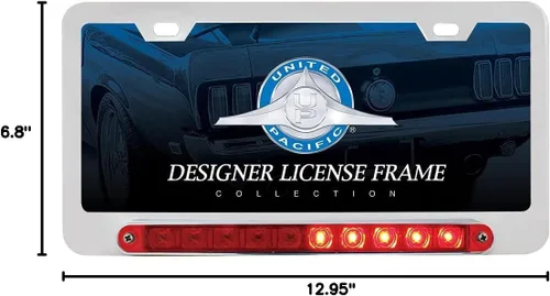 Miniatura 5 de United Pacific Marco de matrícula LED cromado de lujo, función de giro dividido, 39397
