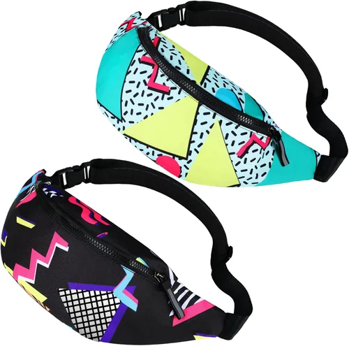 Sotiff Riñonera retro de los años 80 y 90 para hombres y mujeres, cintura ajustable casual, color neón, linda, vintage, para viajes, fiestas,