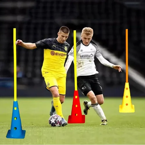 Miniatura 8 de Bastones de entrenamiento de agilidad de fútbol, paquete de 5 unidades, color amarillo, bastones de slalom de velocidad para equipos deportivos
