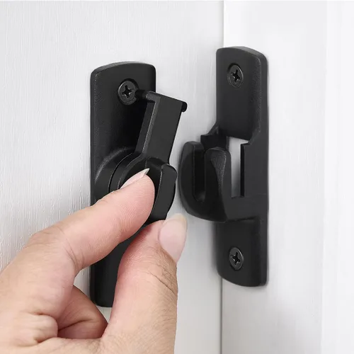 Cerradura Negra para Puerta de Granero Abatible de 90/180 Grados, Protege la Privacidad - Pestillo de Puerta de Seguridad, Herrajes de Pestillos de