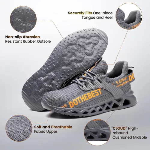 Miniatura 41 de Furuian - Tenis con punta de acero para hombres y mujeres, zapatos de seguridad ligeros, cómodos, a prueba de pinchazos, zapatos de trabajo
