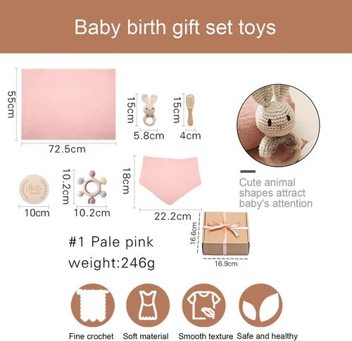 Miniatura 4 de EERKEOD Set de regalo para bebé recién nacido, juego de baño esencial para bebé recién nacido con manta de bebé, sonajero para bebé, regalo