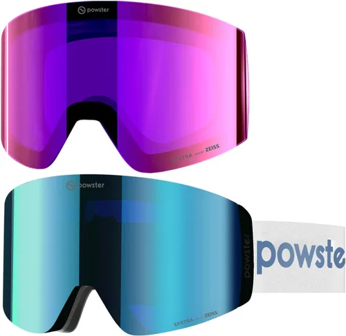 Miniatura 5 de Powster - Gafas de esquí OTG, gafas de snowboard magnéticas, lente intercambiable sin marco, protección UV, antiniebla, para patinaje móvil