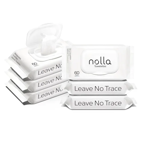 Nolla Toallitas desechables, 100% a base de plantas, sin plástico y biodegradables, para adultos y niños, sin perfume, aloe calmante y vitamina E,