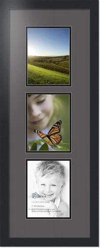 Miniatura 240 de ArtToFrames Marco de fotos tipo collage con estera doble con 3 aberturas de 5x7 y marco negro satinado Uva