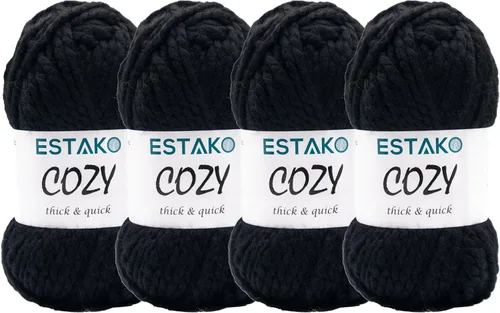 Miniatura 16 de Estako Cozy Thick & Quick Yarn - Hilo acogedor grueso y rápido, 20% lana, 80% acrílico, suave, súper voluminoso, peso #6, para tejer y hacer 50187