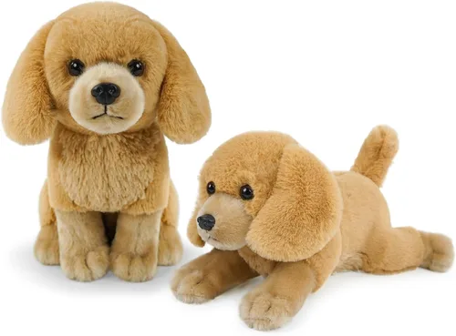 Miniatura 8 de Playful Beagle - Animal de peluche realista de 10 pulgadas en cuclillas y acostado para perro, suave peluche para niños
