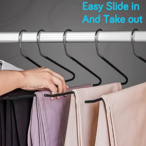 Miniatura 7 de IPOW Paquete de 24 perchas de metal resistentes para pantalones, perchas para armario, perchas de ropa de extremo abierto para pantalones holgados