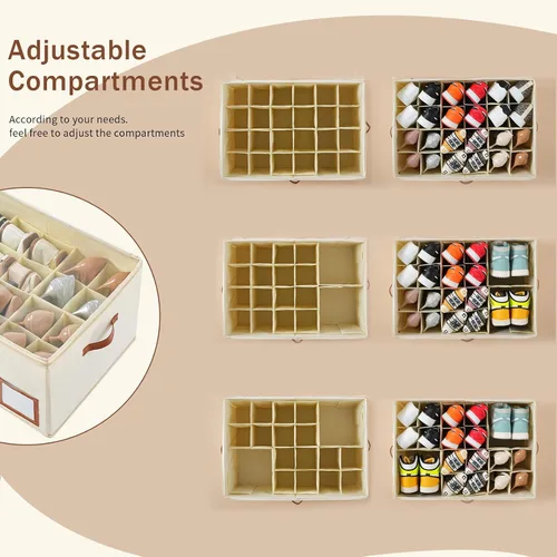Miniatura 4 de INSTY Organizador de zapatos para armario con capacidad para 24 pares, contenedor plegable grande de almacenamiento de zapatos caja compartimento