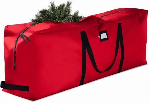 Bolsa de alta calidad para guardar el árbol de Navidad, para árboles artificiales desarmados de hasta 9 pies de alto, tiene asas duraderas y un Rojo