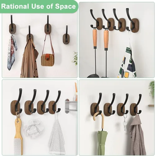 Miniatura 7 de Ganchos de Pared para Colgar Abrigos - Paquete de 4 Ganchos de Pared Montados, Ganchos de Madera para Pared, Bussdis Ganchos Metálicos Individuales