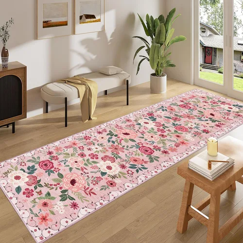 Miniatura 179 de DUKINO Alfombra de área de 6 x 9 pies, alfombra floral para sala de estar, ligera, antideslizante, lavable, alfombra de interior de pelo bajo