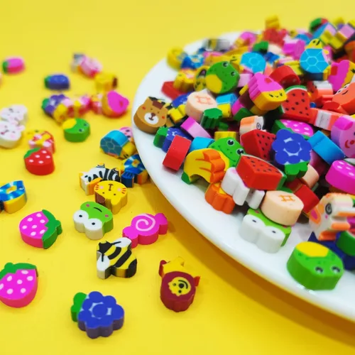Miniatura 5 de 300 unidades de mini borradores para niños, divertidos animales, frutas, animales, números, tartas, caras sonrientes, varios borradores novedosos