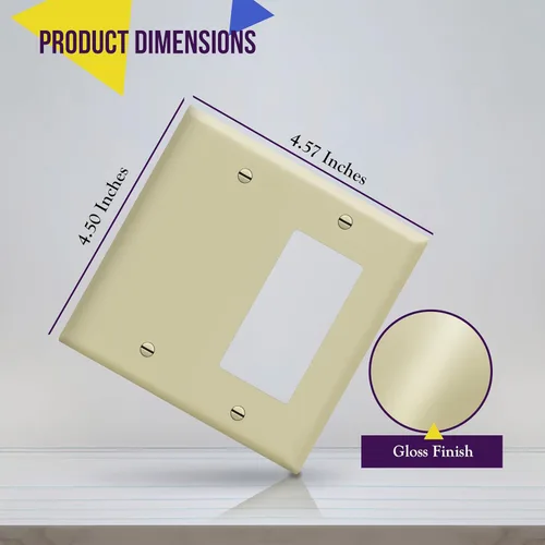 Miniatura 2 de ENERLITES - Placa de pared combinada para interruptor de vaivén decorativo/toma de corriente en blanco, tamaño estándar, cubierta de interruptor