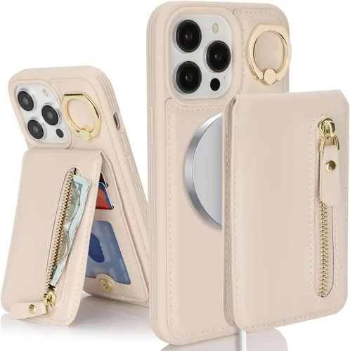 Miniatura 16 de para iPhone 14 Funda con soporte magnético Magsafe compatible, llavero de cuero PU plegable con soporte desmontable, funda tipo cartera 2-en-1