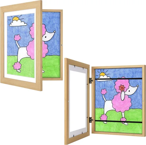 Miniatura 17 de Paquete de 3 marcos de arte infantil en grano de madera negra, 10 x 12.5 pulgadas con paspartú, 8.5 x 11 pulgadas sin paspartú, apertura frontal